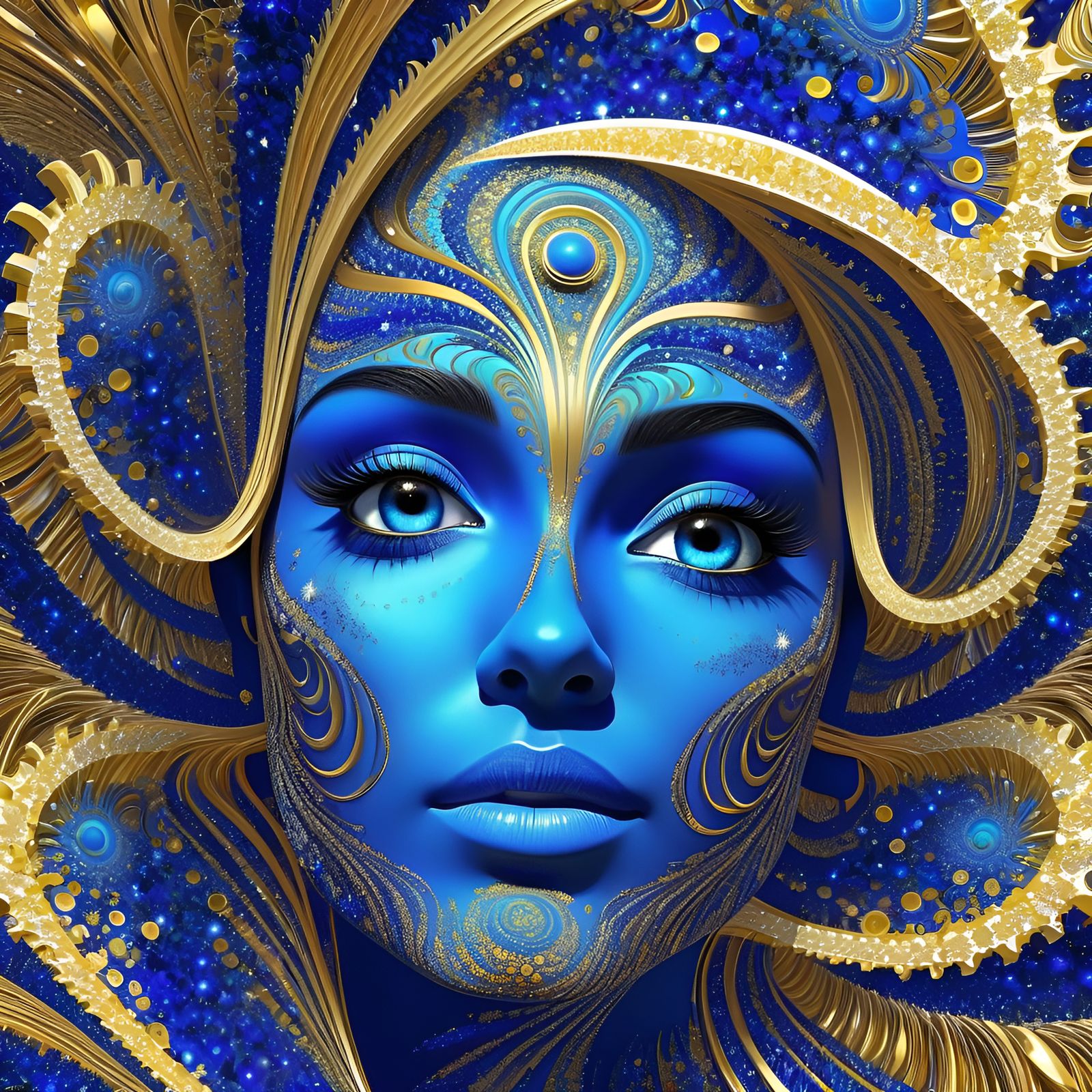 Psychedelic Fractal Portrait of a Woman in Cartoon Style