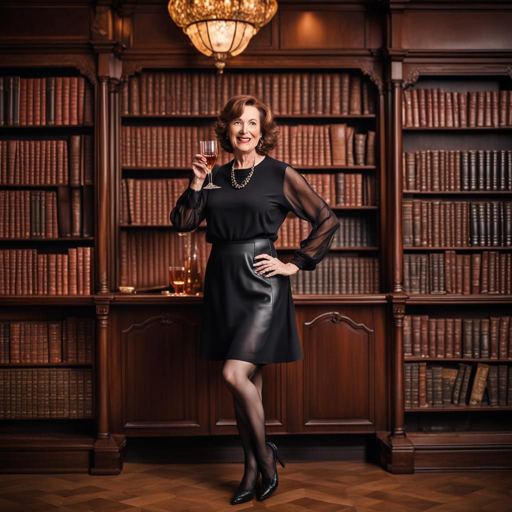 Elegant Woman in Sheer Dress with Champagne