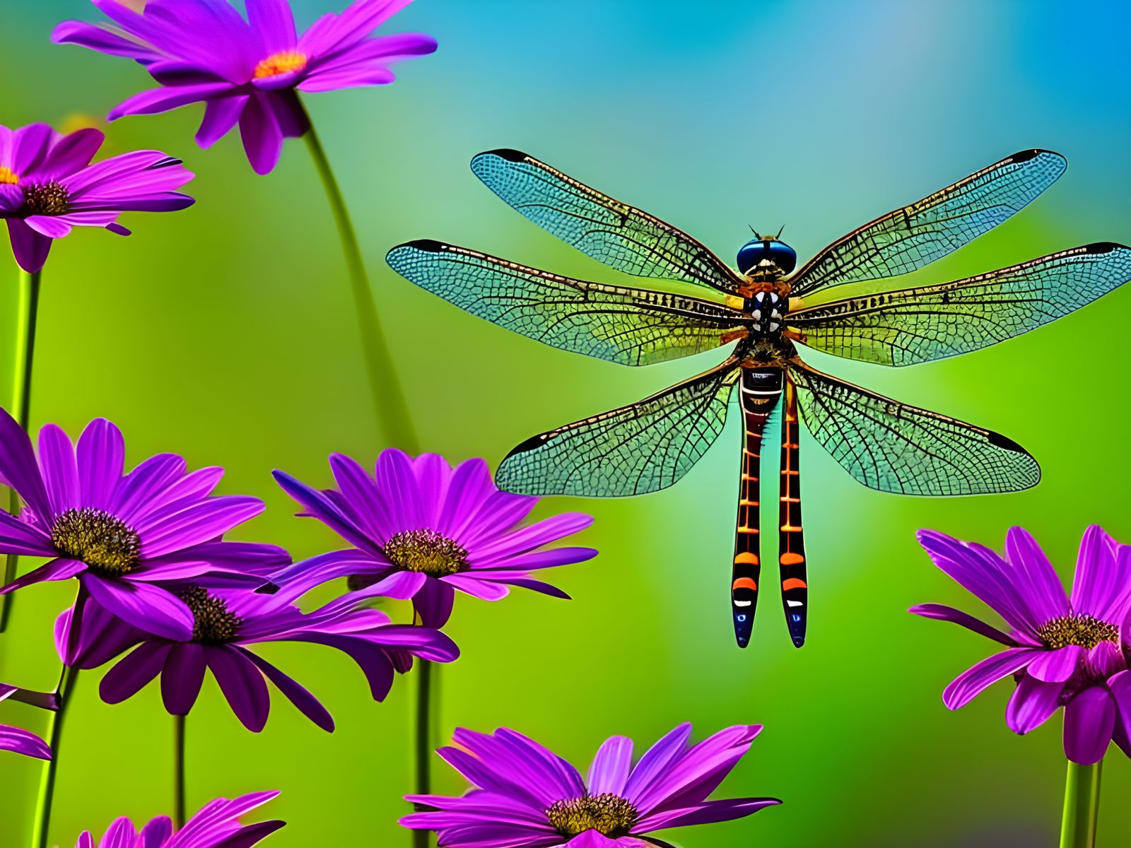 Mystical Dragonfly in Fantasy Landscape