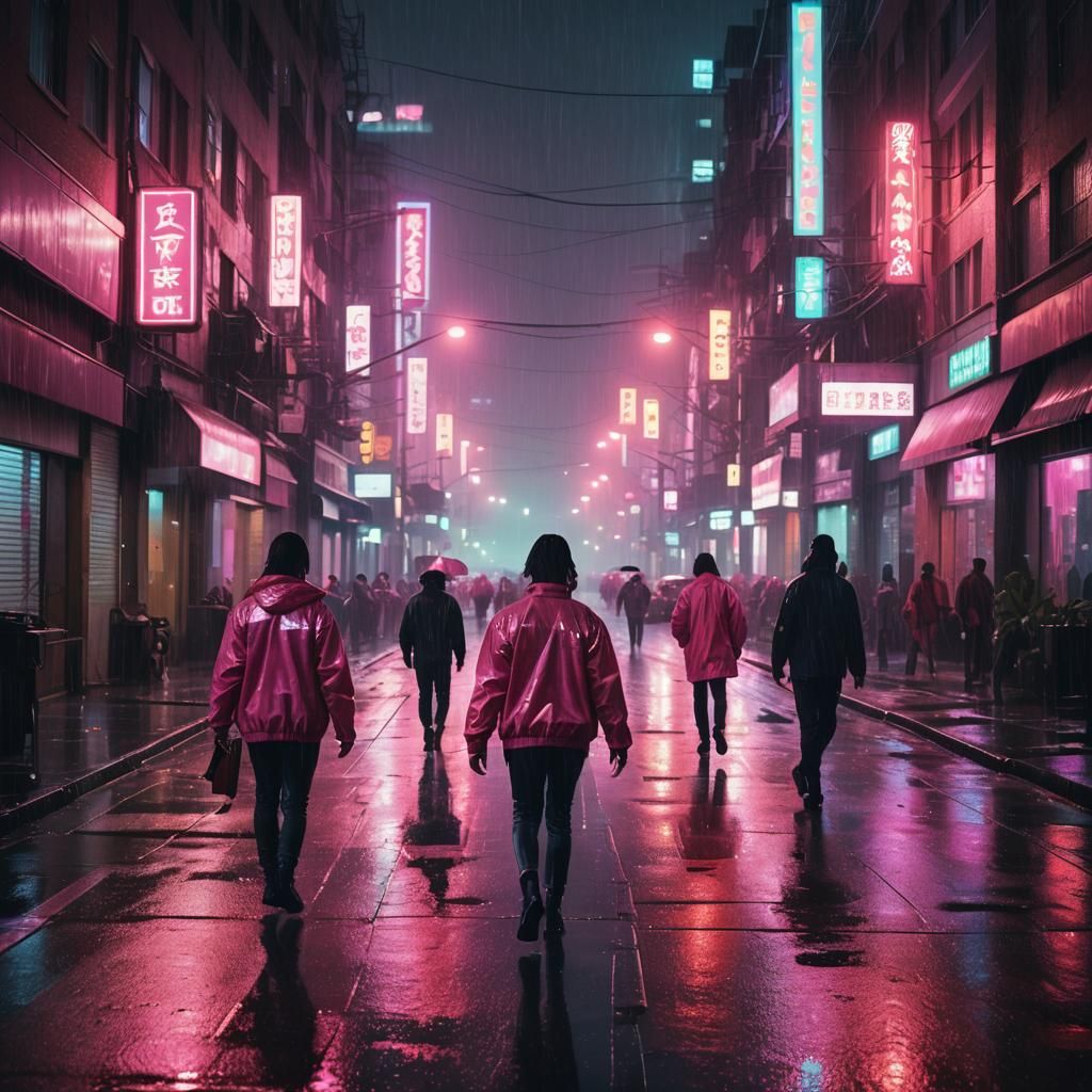 Neon Cityscape at Night in Blade Runner Style