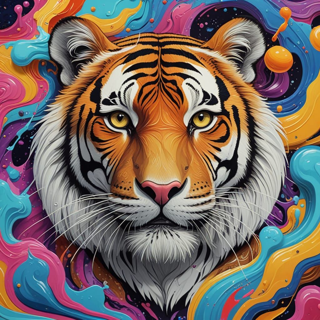 Bengal Tiger Astronaut in Surreal Candyland Wonderland