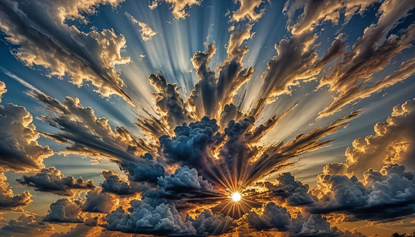 Psychedelic Sunburst Breaks Through Storm Clouds