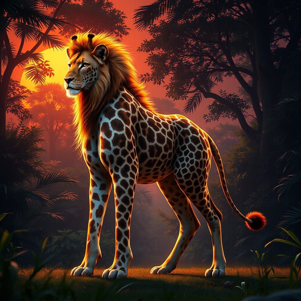 Lion-Giraffe Hybrid Roams African Jungle