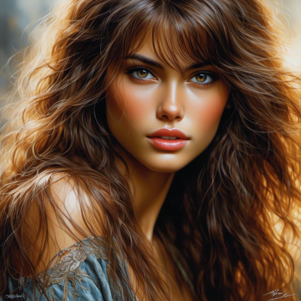 Beautiful Woman with Hazel Eyes in Hyperreal Style