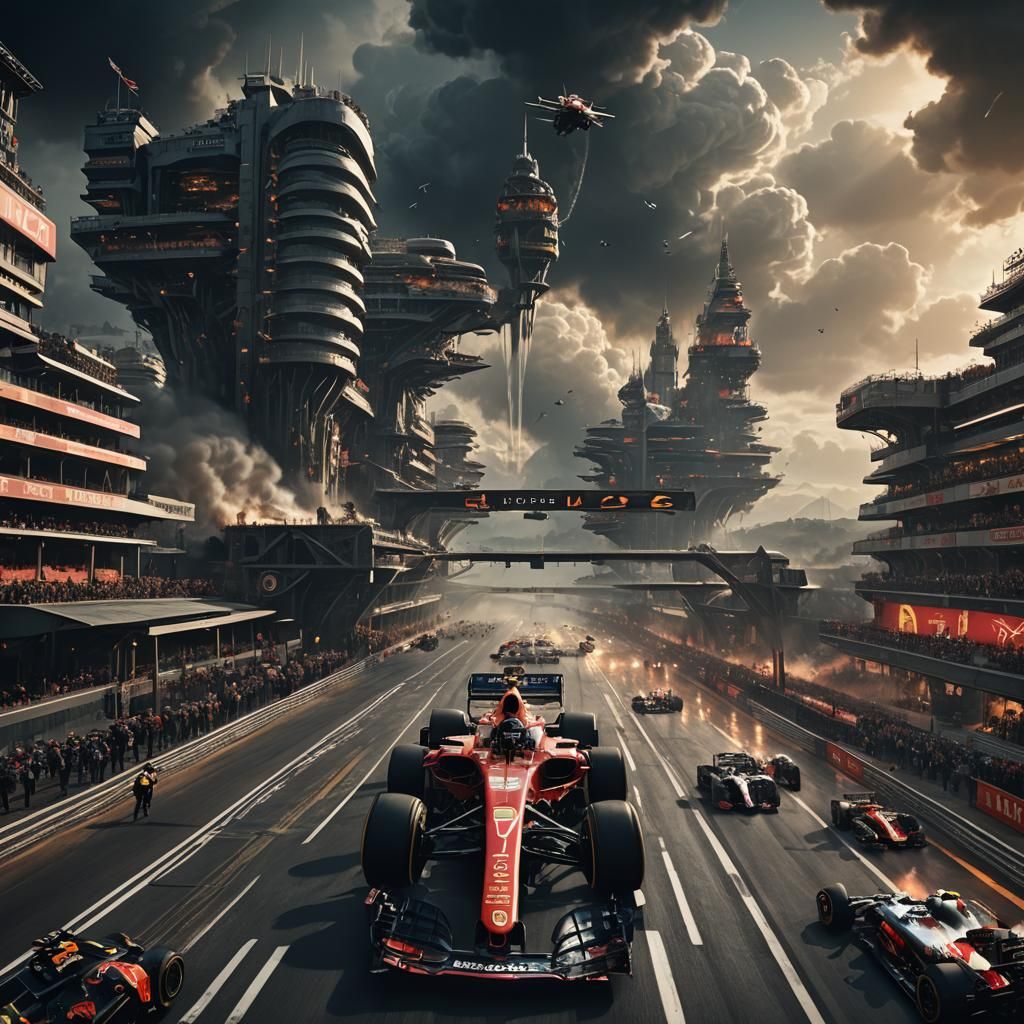 Formula 1 Race Car in Epic Digital Painting