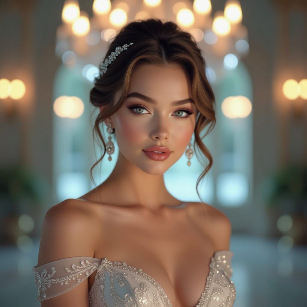 Elegant Portrait with Dynamic Lighting in Digital Art Style