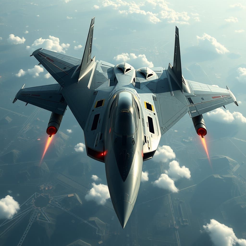 Futuristic Fighter Plane of Tomorrow in High-Tech Military S...