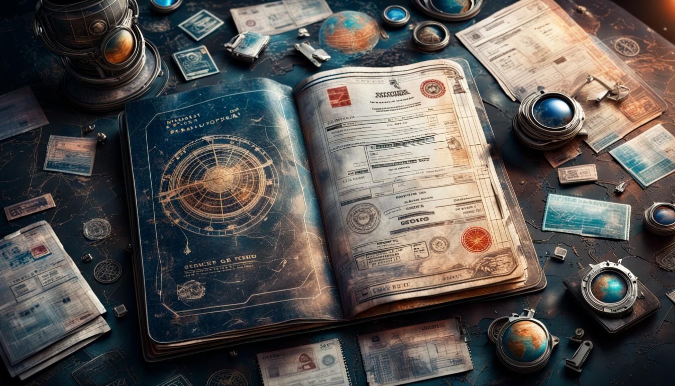 Futuristic Space Travel Documents: Passport and Folder