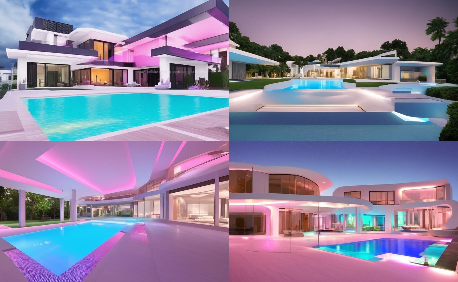 Futuristic Pink and Gold Mansion Villa