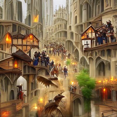 Bustling Medieval Fantasy Cityscape