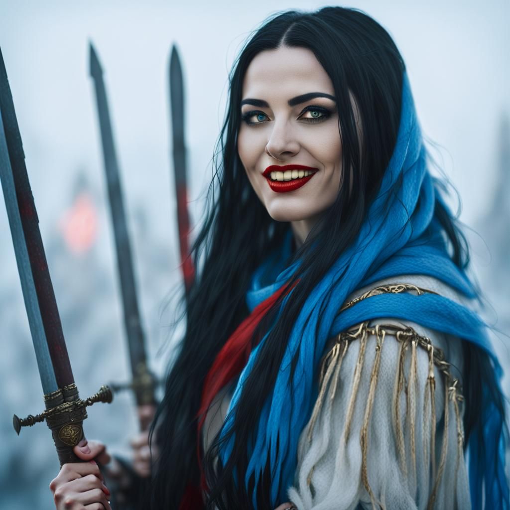 Viking Warrior Woman Portrait in Fantasy Art Style