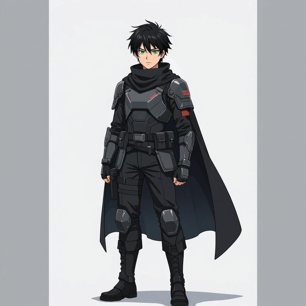 Anime-Style Futuristic Soldier with Composed Expression