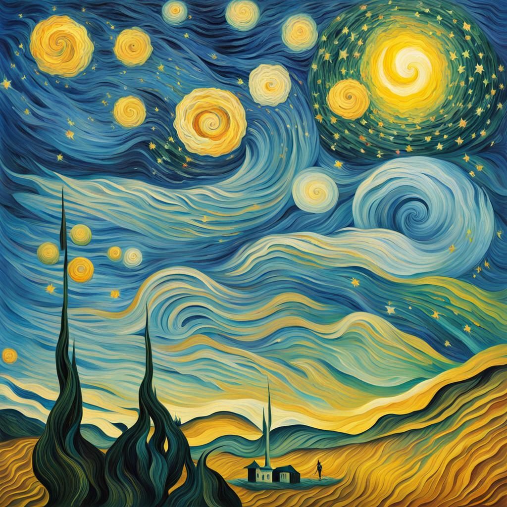 Van Gogh Inspired Maelstrom of Flowing Stars