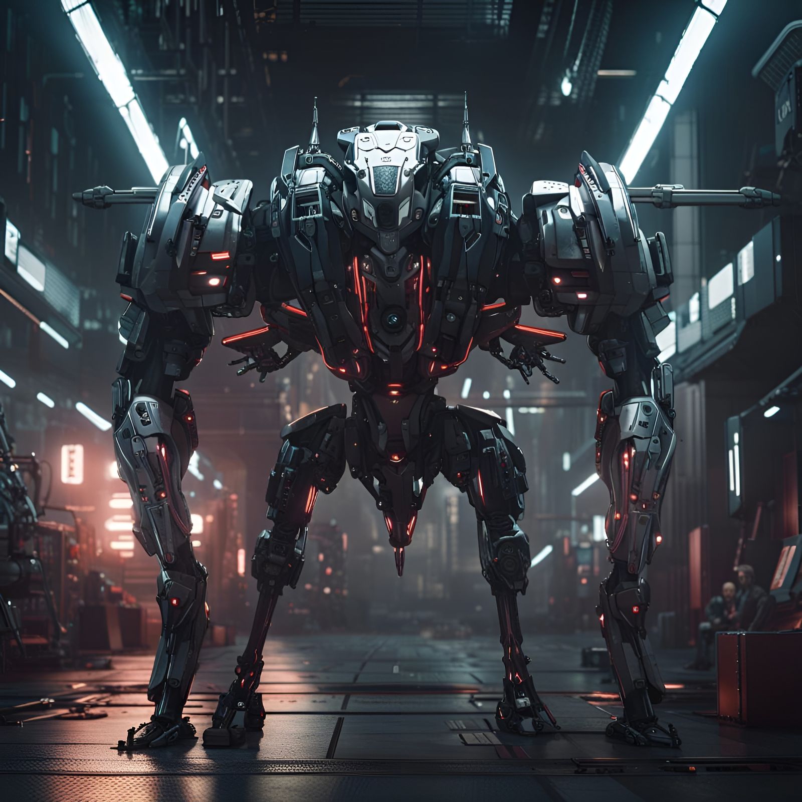 Cyberpunk Cyborg Centaur in Dystopian Cityscape