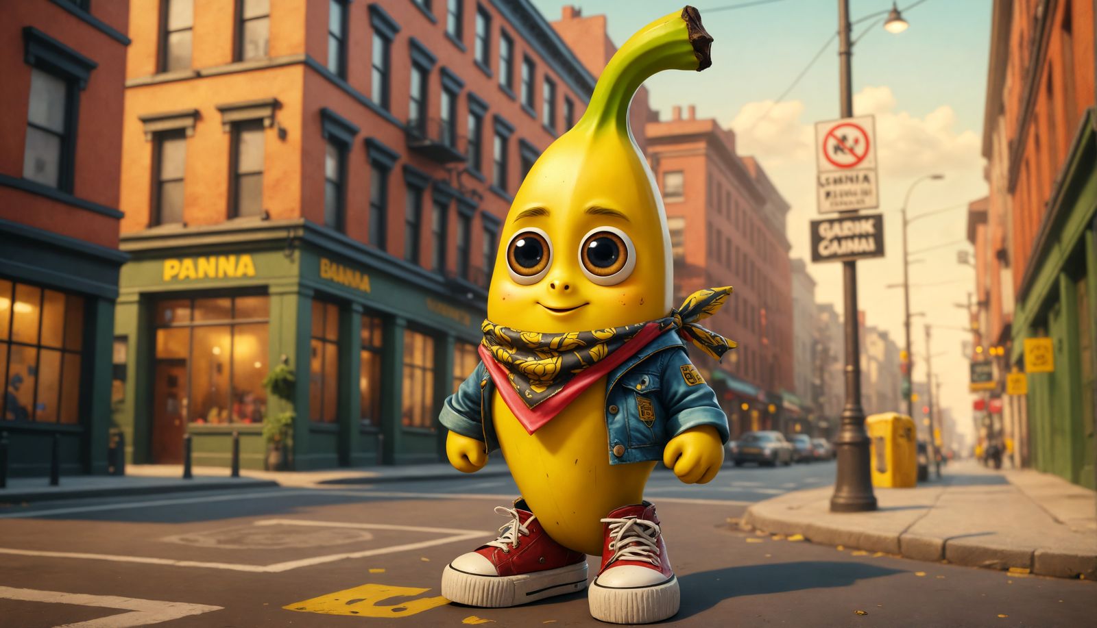 Charming Punk Banana in Oil Painting Style