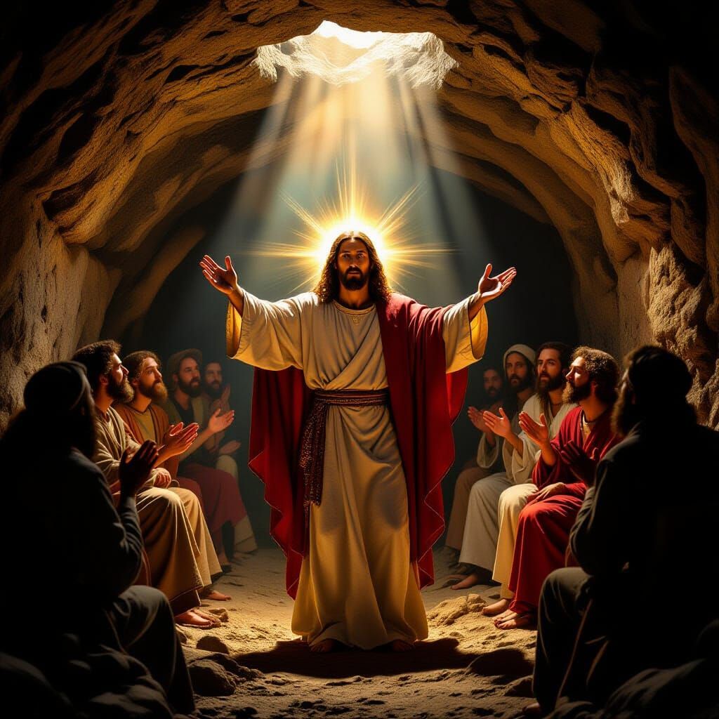 Jesus Raises Lazarus From Tomb in Baroque Style