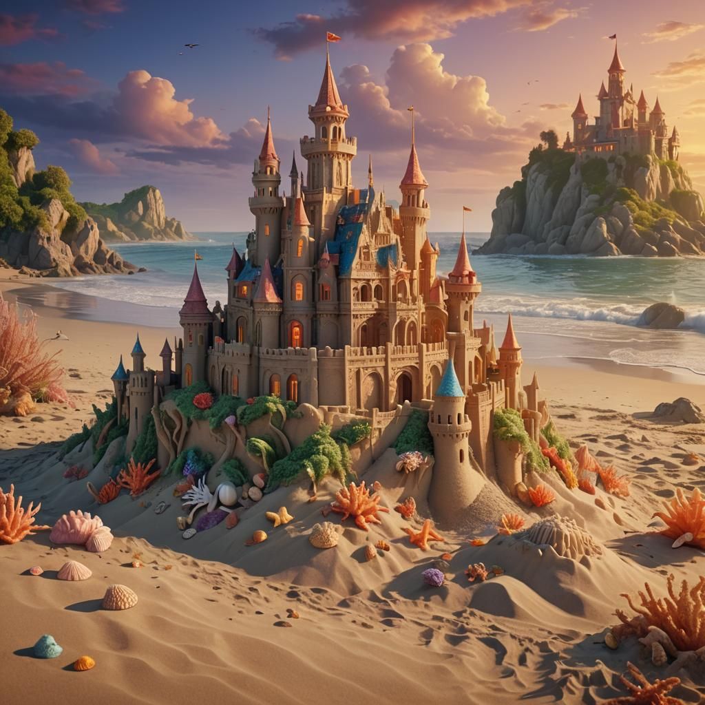 Fantasy Sandcastle on Pacific Shoreline in Concept Art