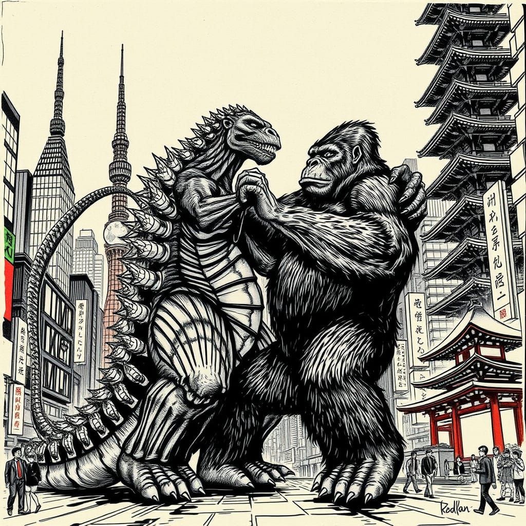 Godzilla and King Kong Tango Amidst Tokyo's Urban Jungle in ...