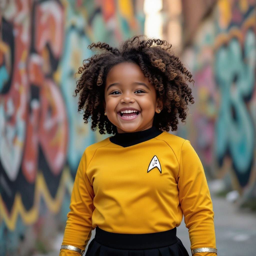 Little Girl Dressed as Lt. Uhura on Star Trek Day