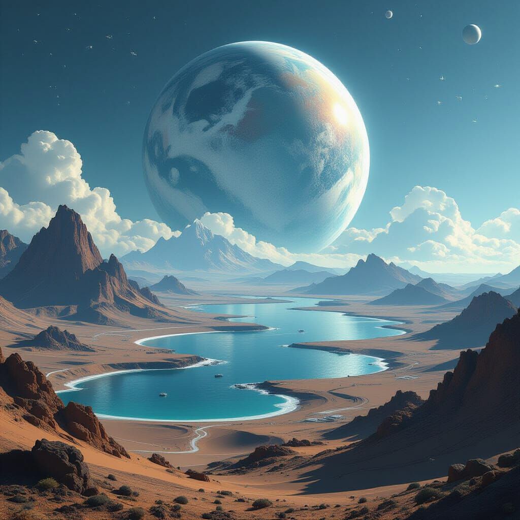 Realistic Planet Landscape in Futuristic Style