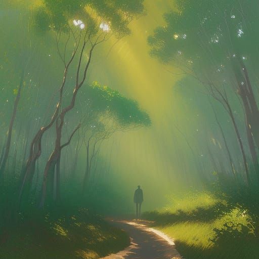 Impressionistic Digital Painting of Figure by Mangrove Fores...