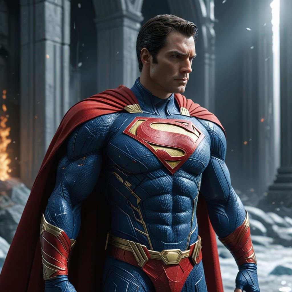 Superman and Krypto in Crystalline Fortress: Digital Art