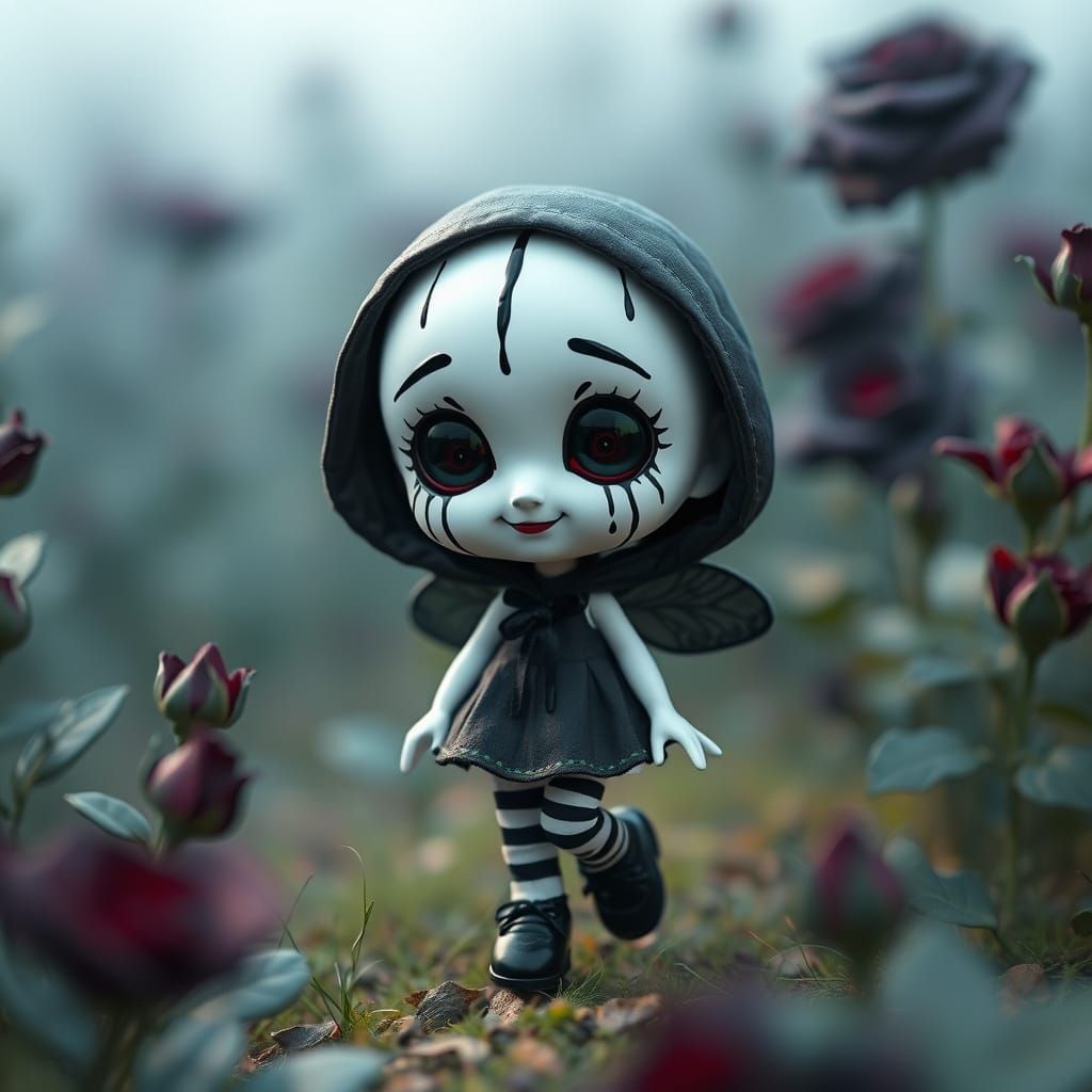 Adorable Chibi Fairy Mime in Rose Field