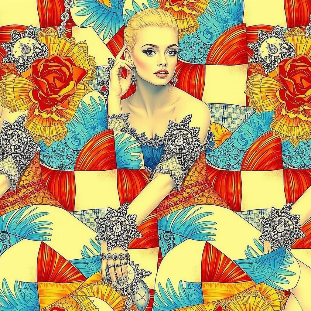 Flamboyant Woman in Maximalist Scene