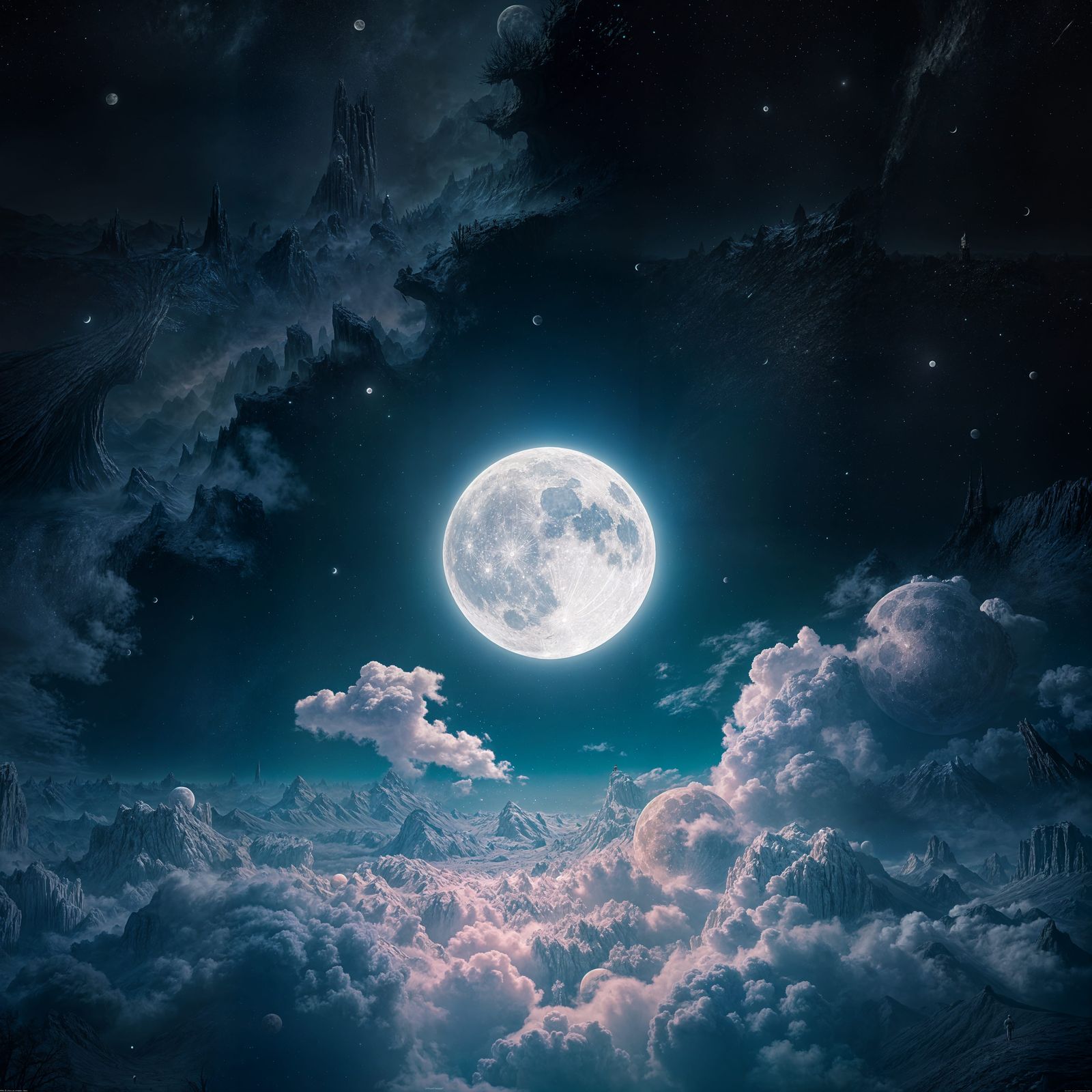 Fantastical Moon: Detailed Matte Painting in Deep Color