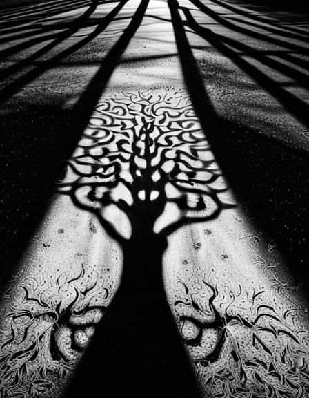 Tree of Life Shadow on Sunny Ground