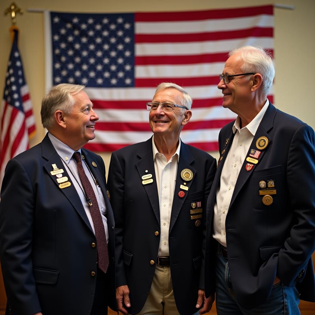 Patriotic American Legion Members Honor the Flag