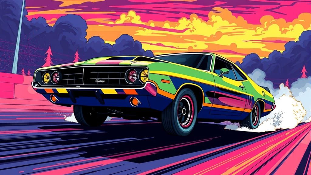 Retro-Futuristic Muscle Car Blazes Down Drag Strip
