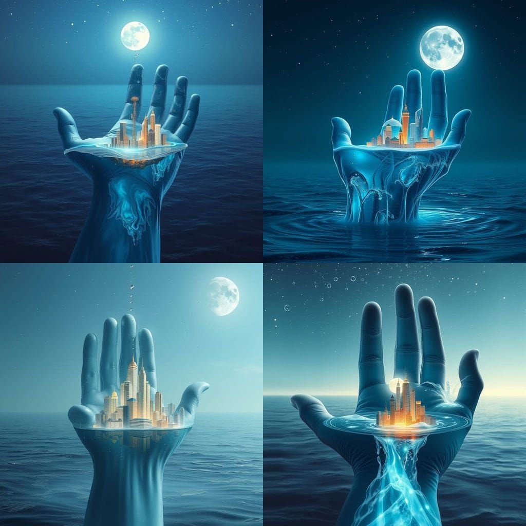 Water Hand of the Ocean: A Shimmering City of Liquid Towers