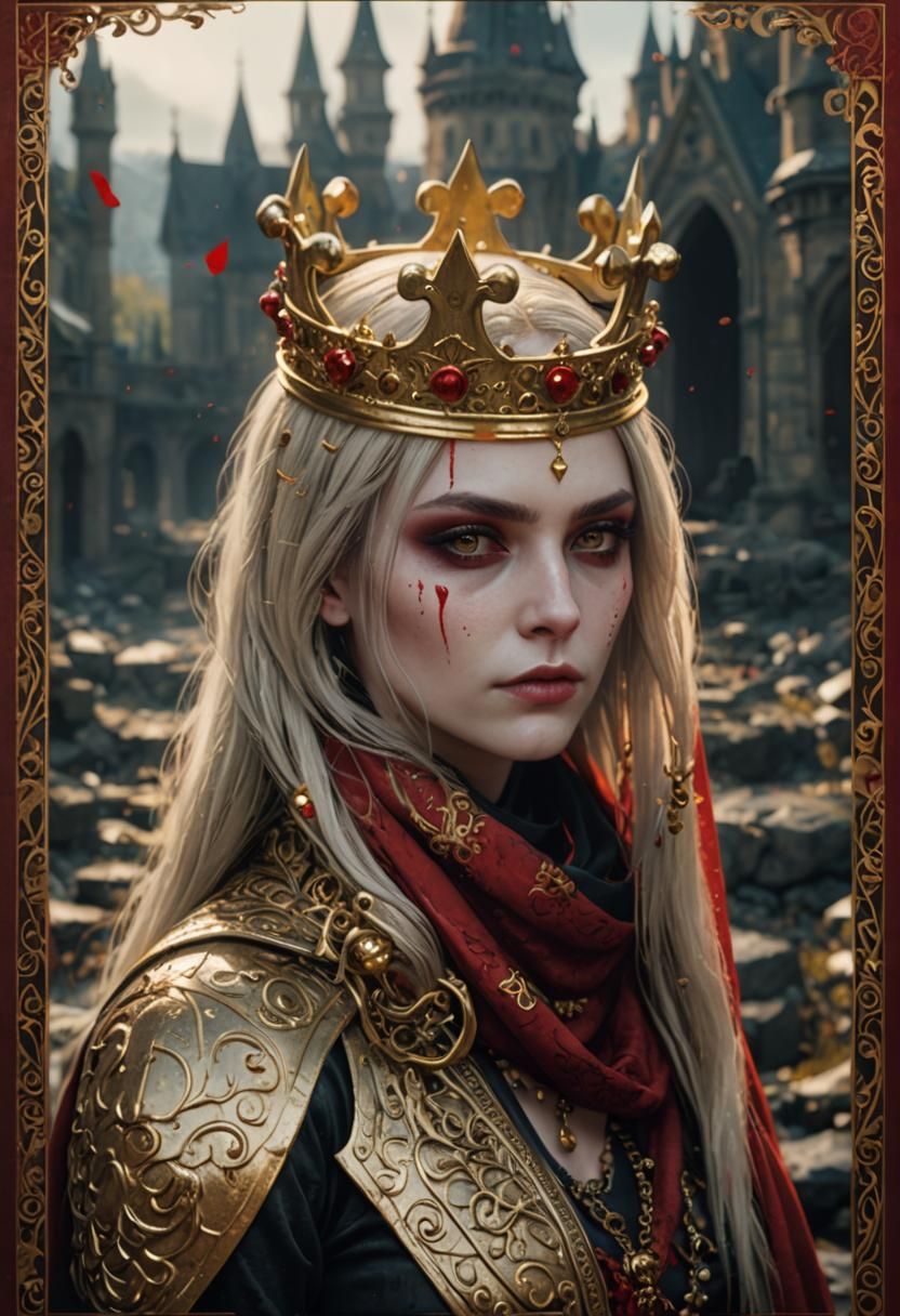Gothic Queen with Golden Crown, Digital Matte Painting