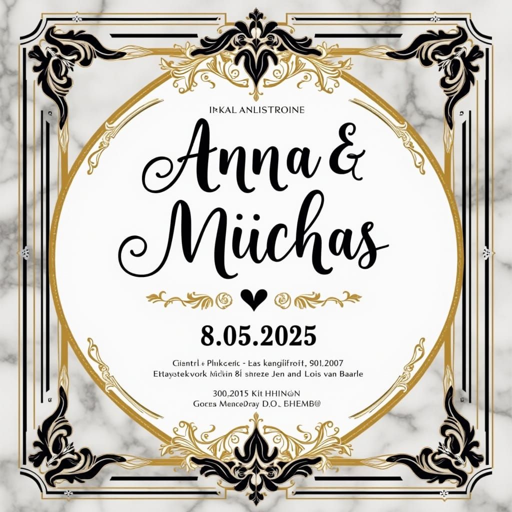 Elegant Marble Wedding Invitation with Gold Accents