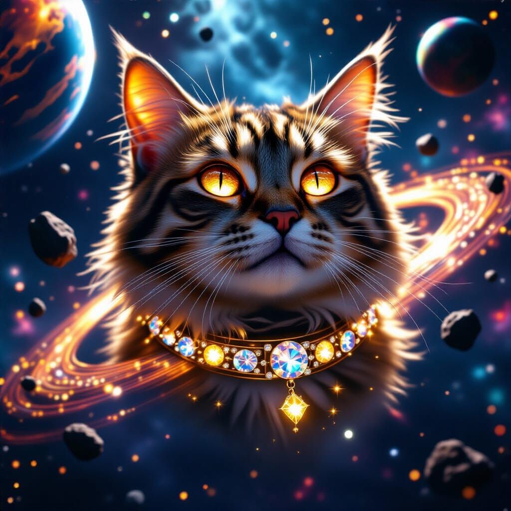 Cosmic Cat Head in Infinite Space