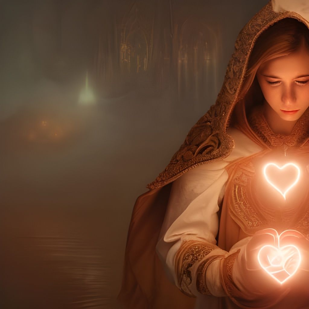 White Mage Healing Heart: Cinematic Digital Art