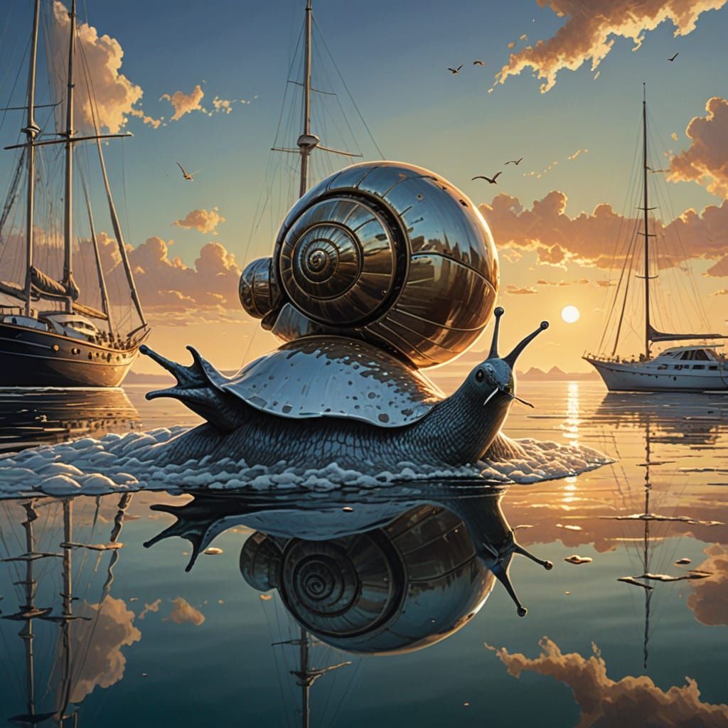 Snail's Morning Adventure on a Sunlit Yacht