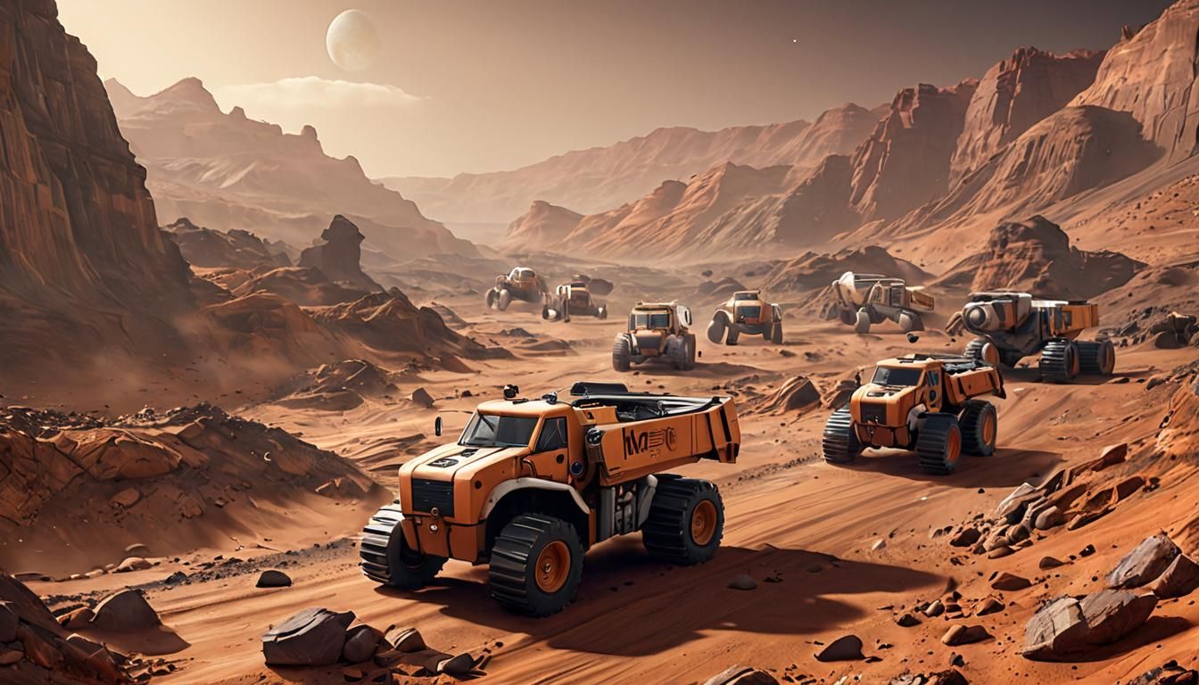 Martian Mining Operation in 3D Game Style