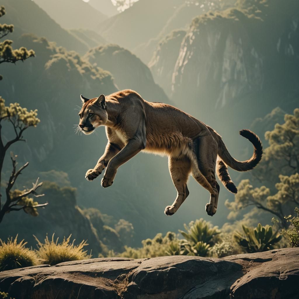 Puma Mid-Jump: Cinematic Wildlife Photography