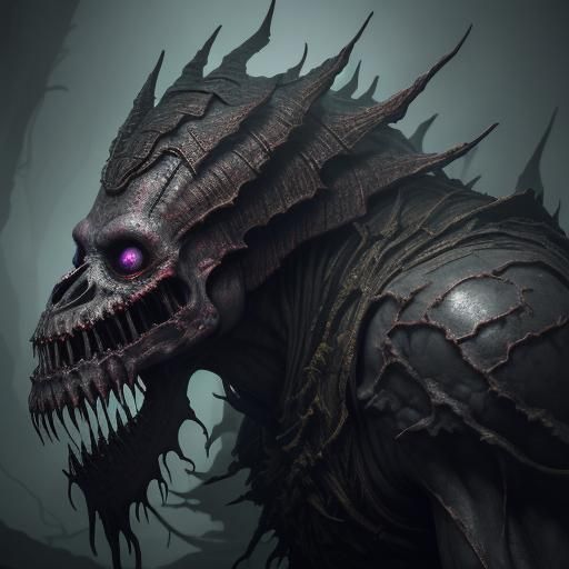 Grotesque Creature with Peeling Skin in Dark Fantasy Art