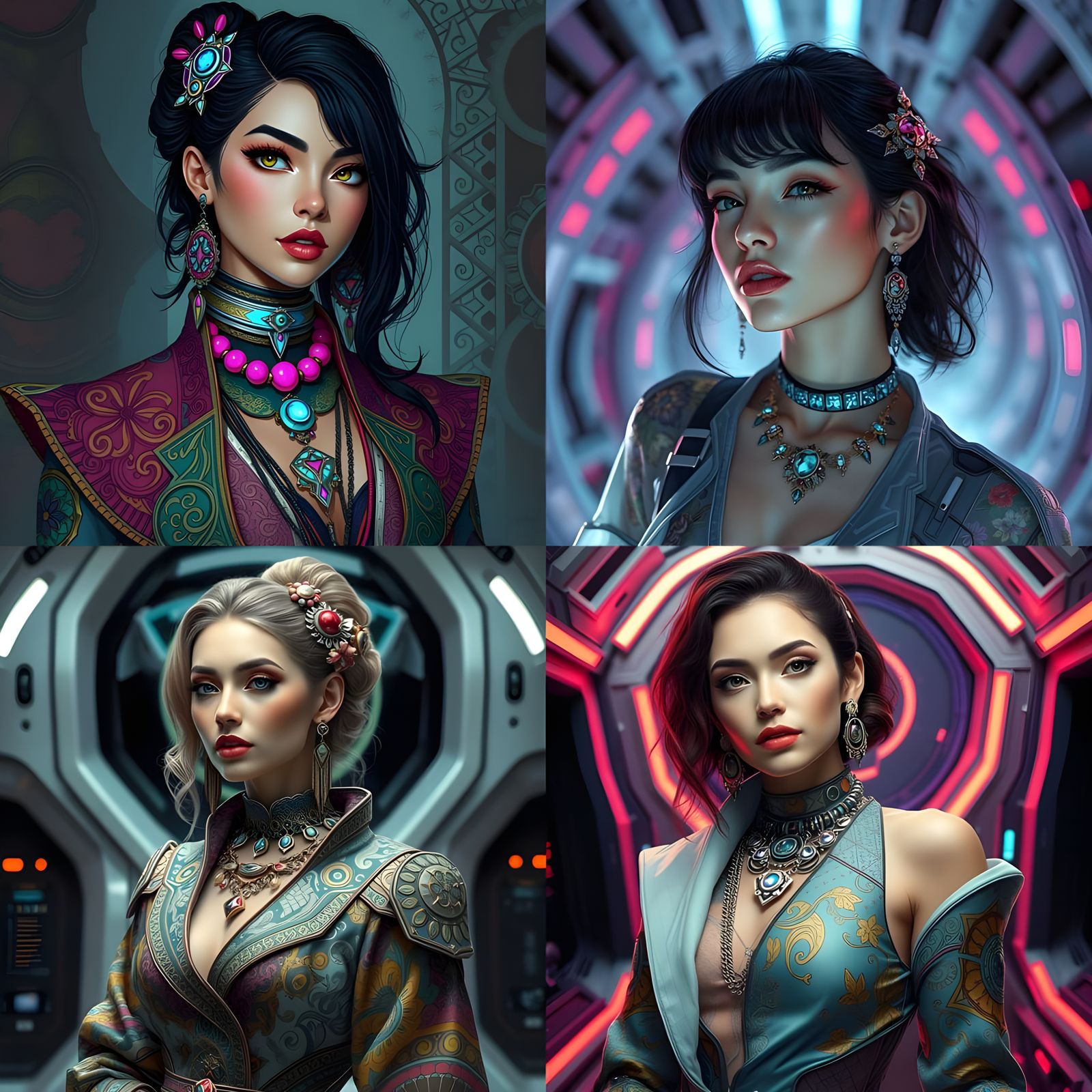 Fantasy Gaming Girls of Midhaven, (Grid Version: V1-V4) by Lord Elboron