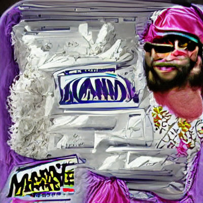 Macho Wrestler Portrait in 80s Cartoon Style