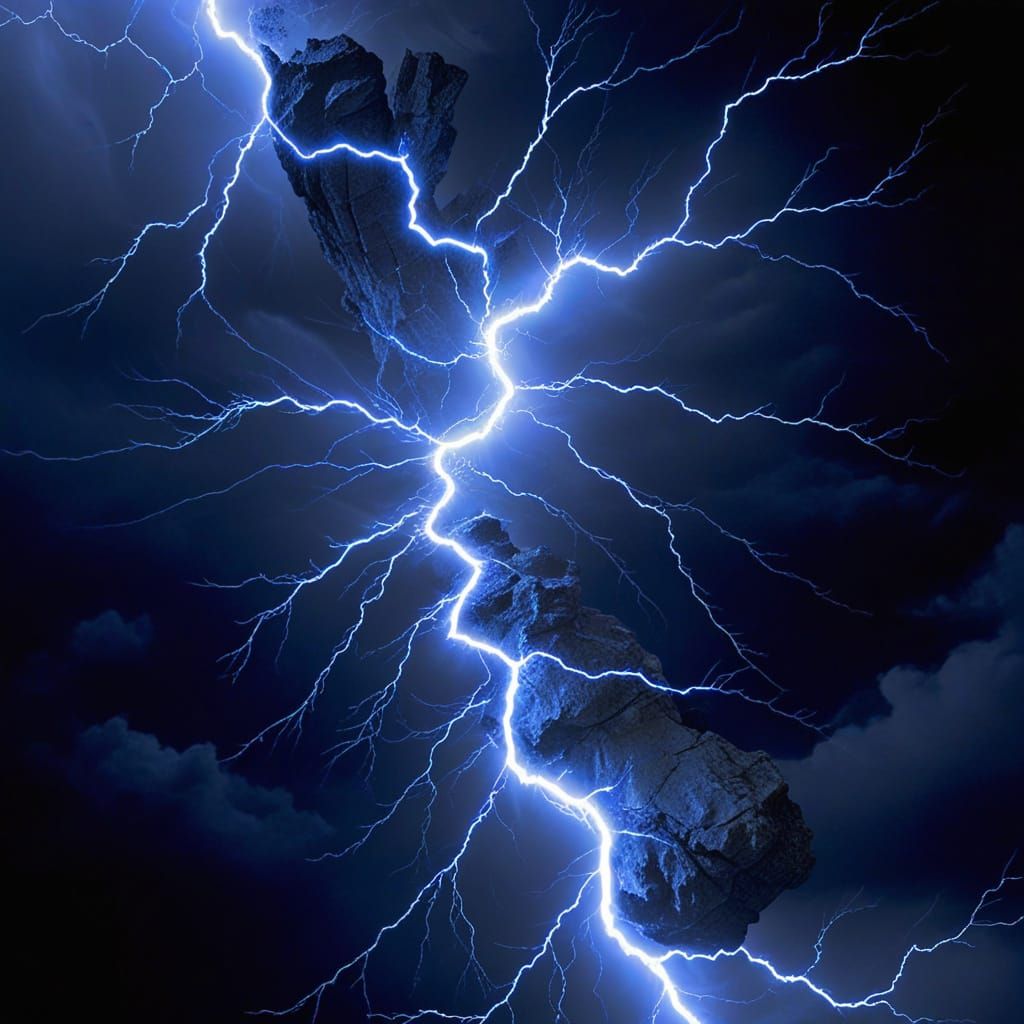 Ethereal Blue Lightning Bolt Illuminates the Sky