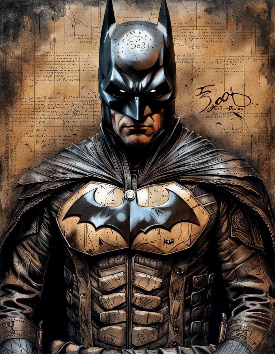 Batman Portrait in Leather Suit: Dark Fantasy Art
