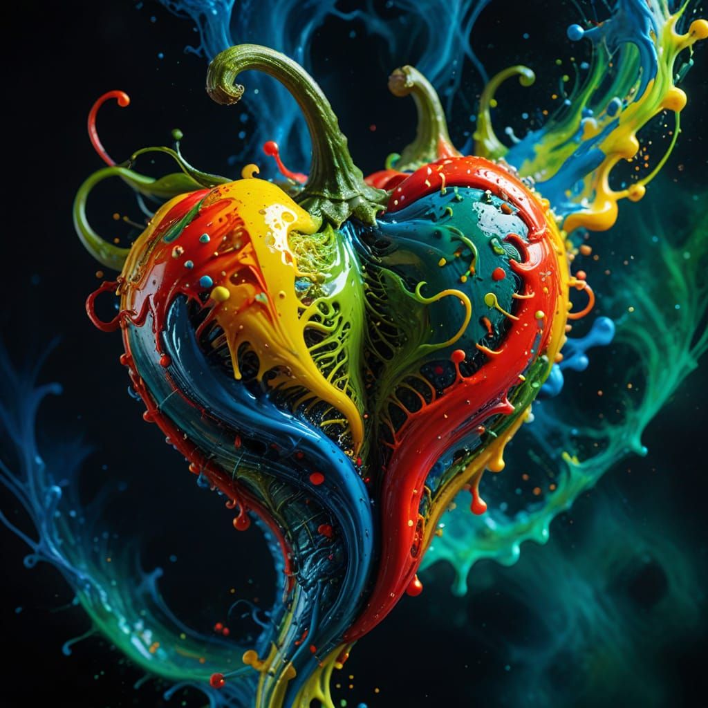 Surreal Pepper Heart in Biomechanical Style