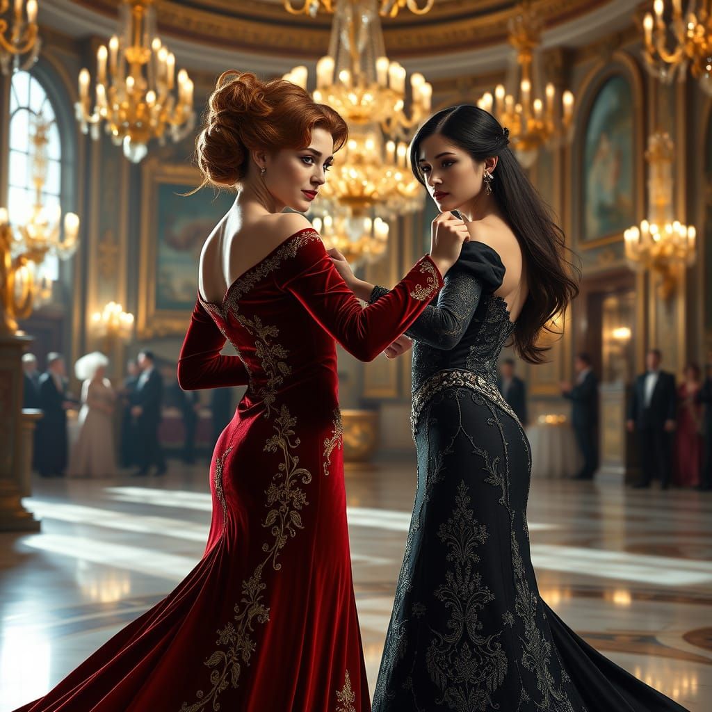 Regal Waltz in an Opulent Ballroom