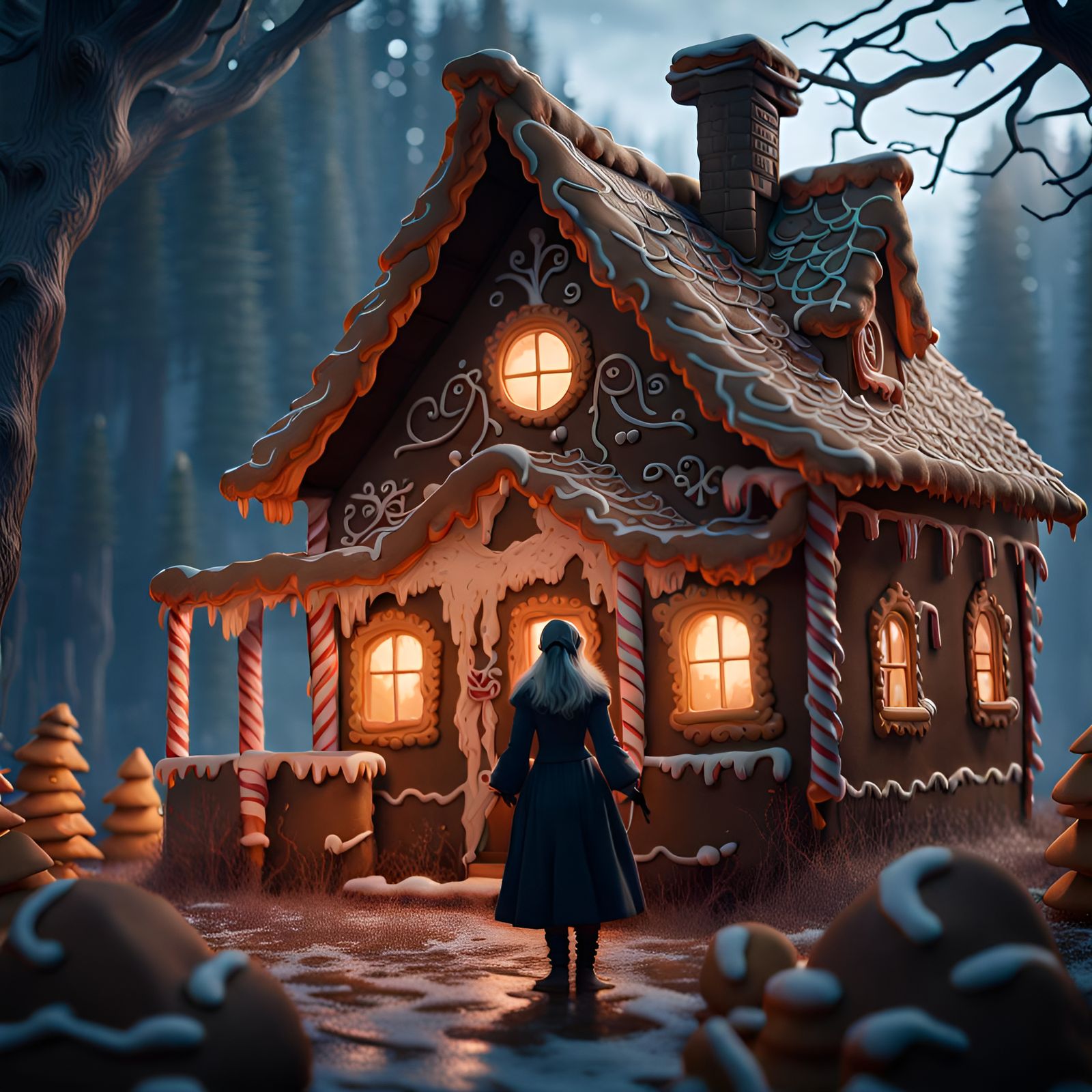 Gingerbread House Witch: Detailed Matte Painting