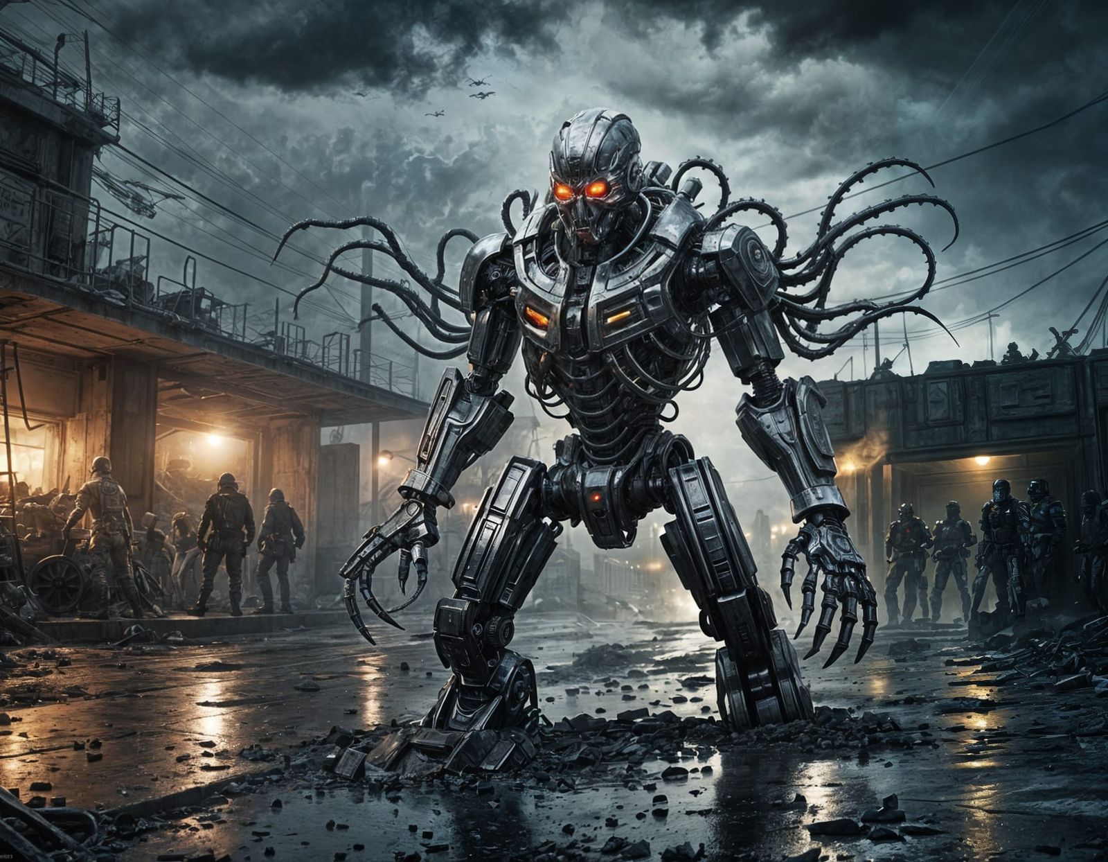 Liquid Metal Robot Attack: Wasteland Concept Art