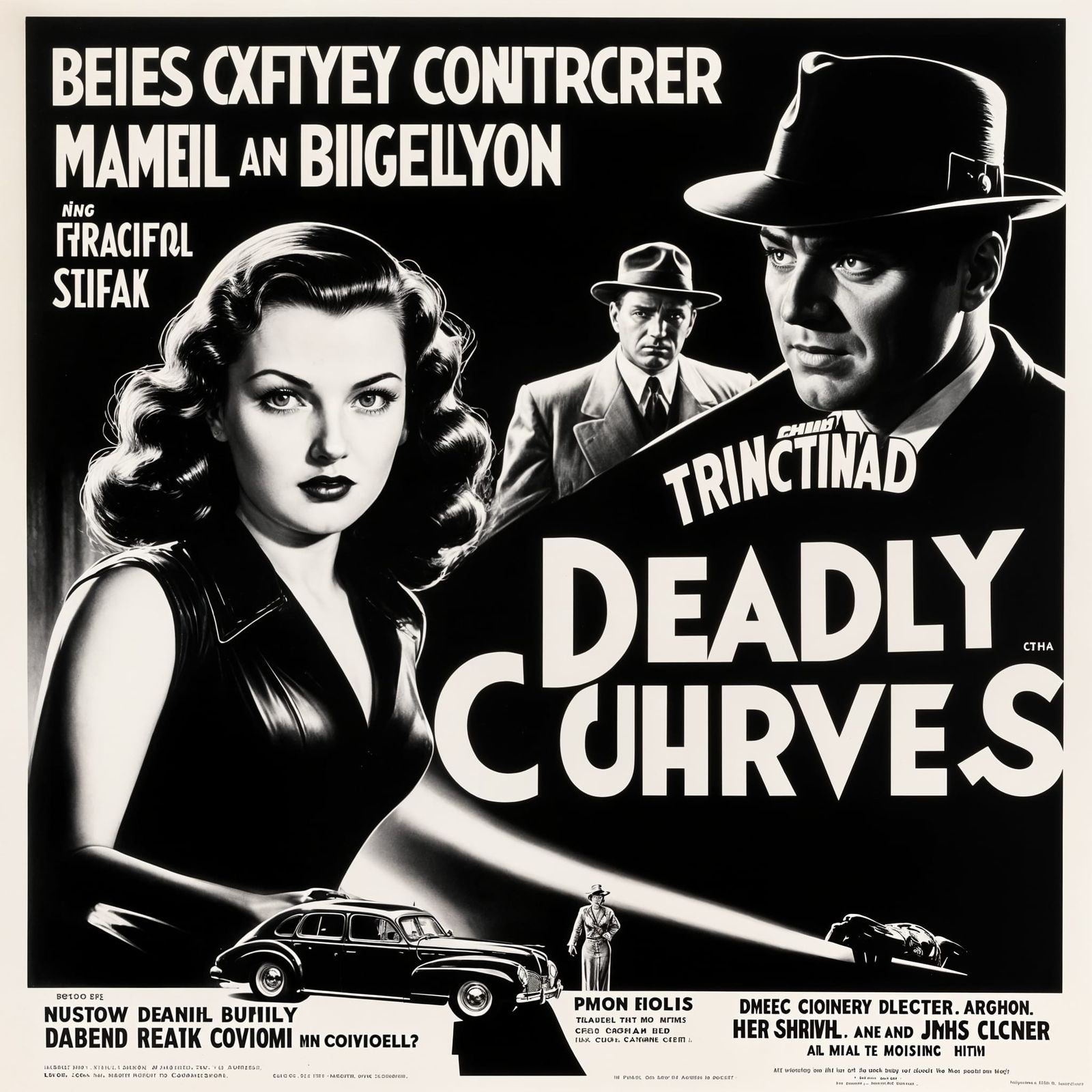 1940s Noir Movie Poster: Deadly Curves
